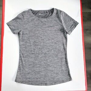 ZYIA Active active wear short sleeve T-shirt grey with stripes women's size XS